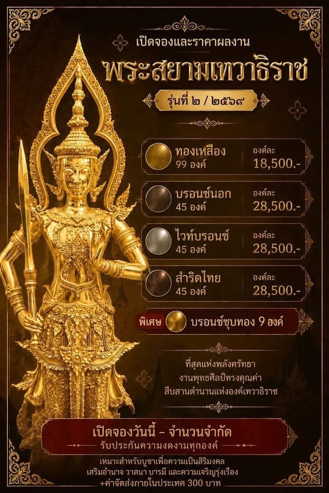 พระสยามเทวาธิราช ๒ / ๒๕๖๙ มี #ห้าสีโลหะ ธาตุมงคล เปิดจองครับ