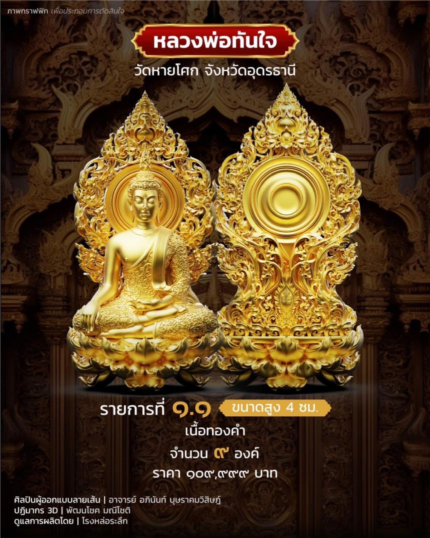 เปิดจอง หลวงพ่อทันใจ วัดหายโศกจังหวัดอุดรธานี
