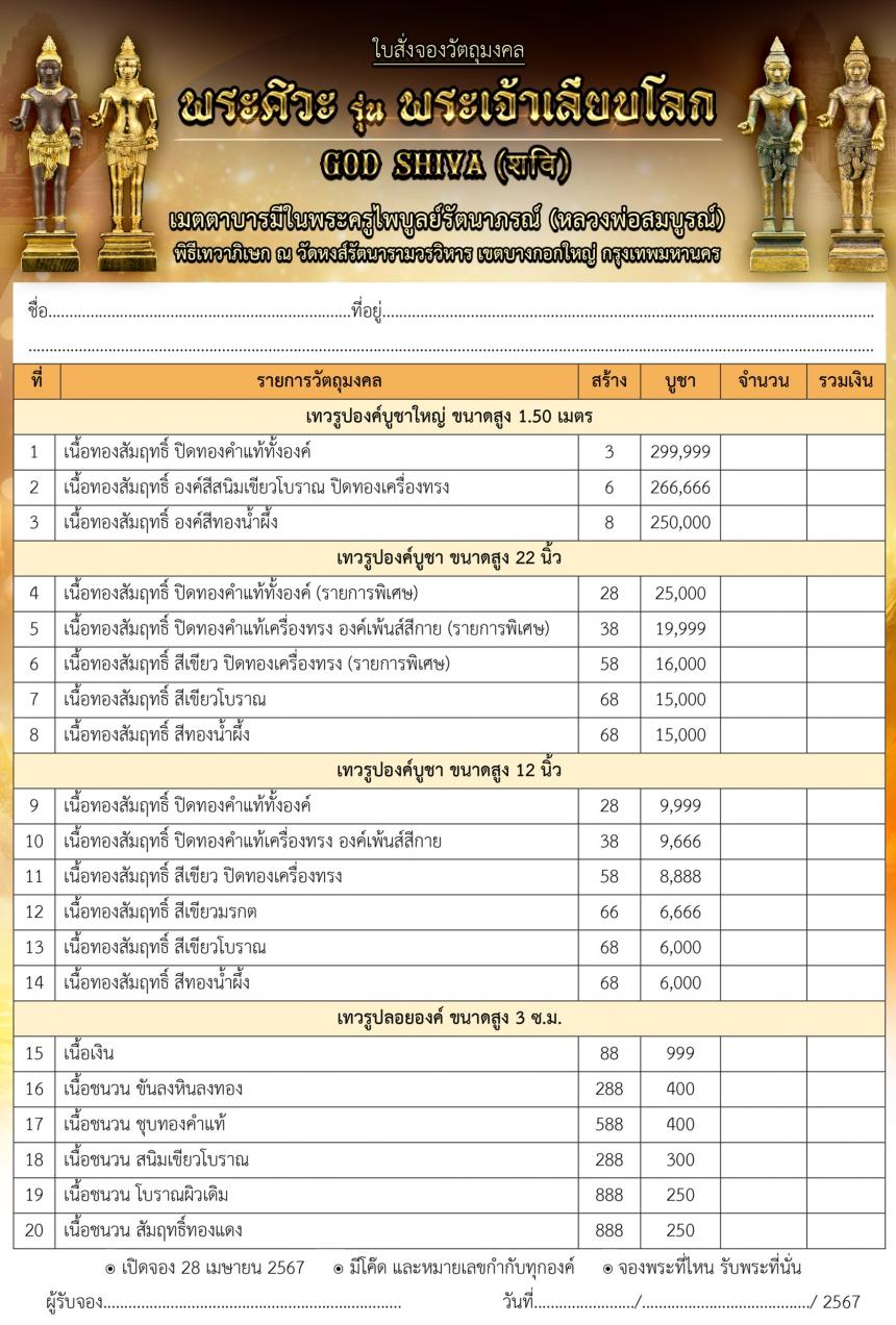 พระเจ้าเลียบโลก หลวงพ่อสมบูรณ์ วัดหงส์รัตนาราม  เปิดจอง