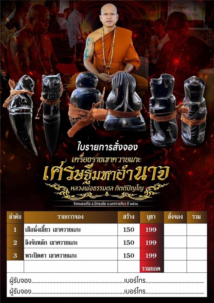 รุ่น เศรษฐีมหาอำนาจ   หลวงพ่อธรรมดล กิตติปัญโญ  วัดหนองปรือ อ.ปักธงชัย จ.นครราชสีมา เปิดจองครับ