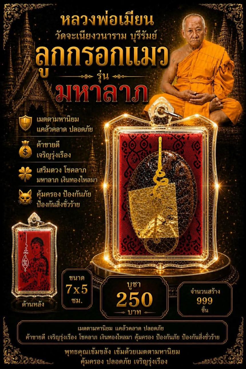 หลวงพ่อเมียน กัลยาโณ เปิดจองครับ