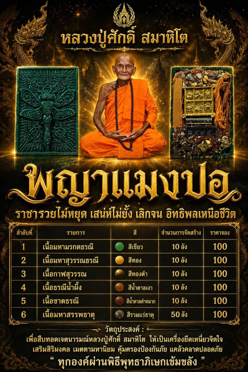 เปิดงานจองครับ หลวงปู่ศักดิ์สหธรรมมิกหลวงปู่ญาท่านเสาร์วัดเทพจังหวัดหนองคาย
