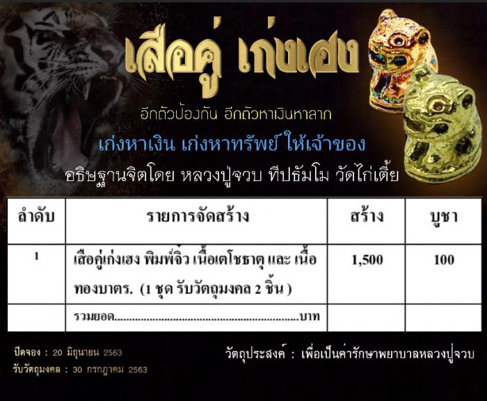 เสือคู่เก่ง - เฮง 💰 ✅อีกตัวป้องกันคุณ กันกระทำ อีกตัวหาเงินหาโชคลาภให้แก่ของผู้บูชา ตัวเล็กๆแต่เด็ดแบบพริกขี้หนู แรงครู ไม่ธรรมดา เปิดจองครับ