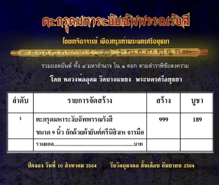 หลวงพ่ออุดม วัดบางแขยง จ.อยุธยา เปิดจองครับ