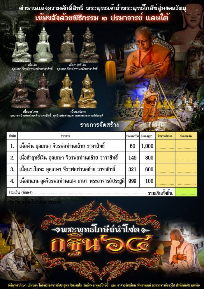 พระพุทธโกษี นำโชค กฐิน๖๔ เปิดจองครับ