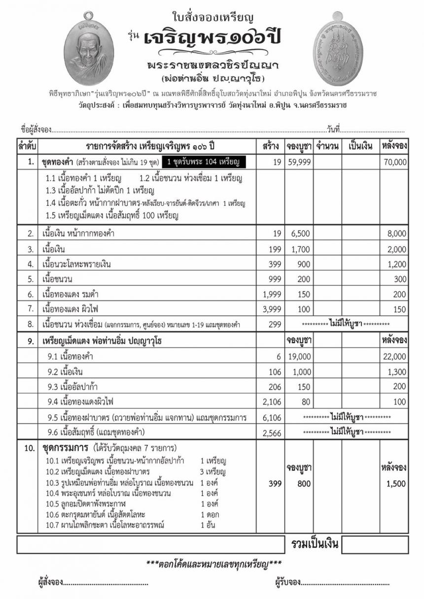 เหรียญ 🙏เจริญพร ๑๐๖ ปี🙏        💰ท่านอิ่ม ปัญญาวุโธ💰 เปิดจอง