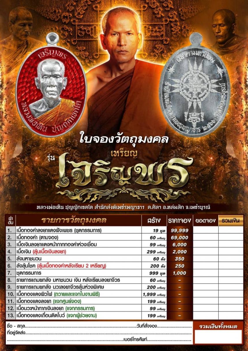 เปิดจองครับ เหรียญเจริญพรบน รุ่นแรก หลวงพ่อเหิน ปุญญักเขตโต