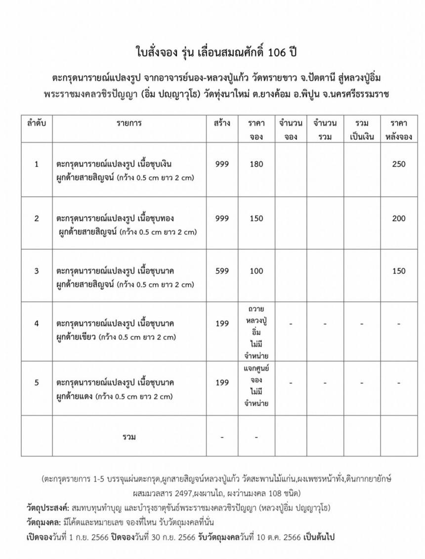 ตะกรุดนารายณ์แปลงรูป จากตำนานอาจารย์นอง วัดทรายขาว จ.ปัตตานี  และหลวงปู่แก้ว วัดสะพานไม้แก่น  เปิดจองครับ