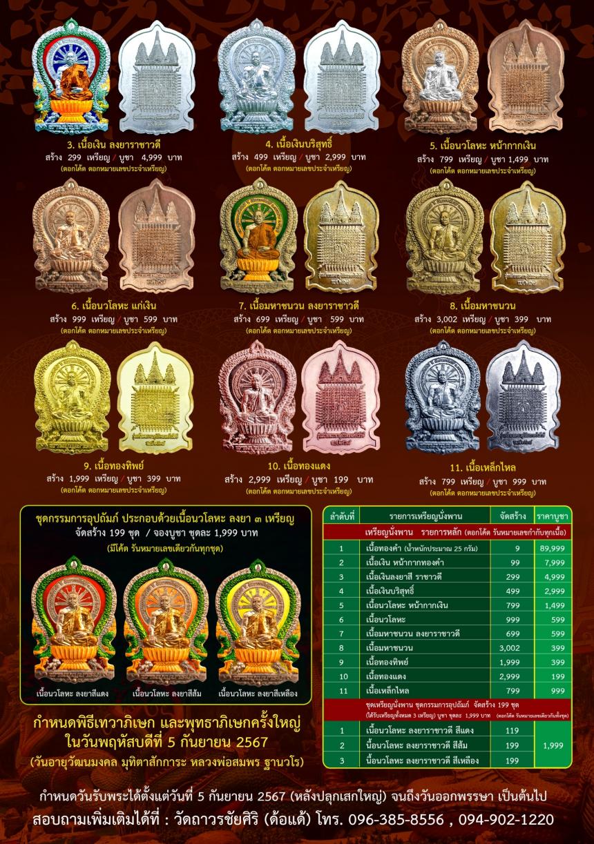 เชิญร่วมสร้าง ทานบารมี จองเหรียญ นั่งพาน รุ่น สร้างพระธาตุศิริมงคลชัยรังษี เพื่อสมทบทุนสร้าง พระธาตุสิริมงคลชัยรังษี ณ .วัดถาวรชัยศิริ เปิดจองครับ