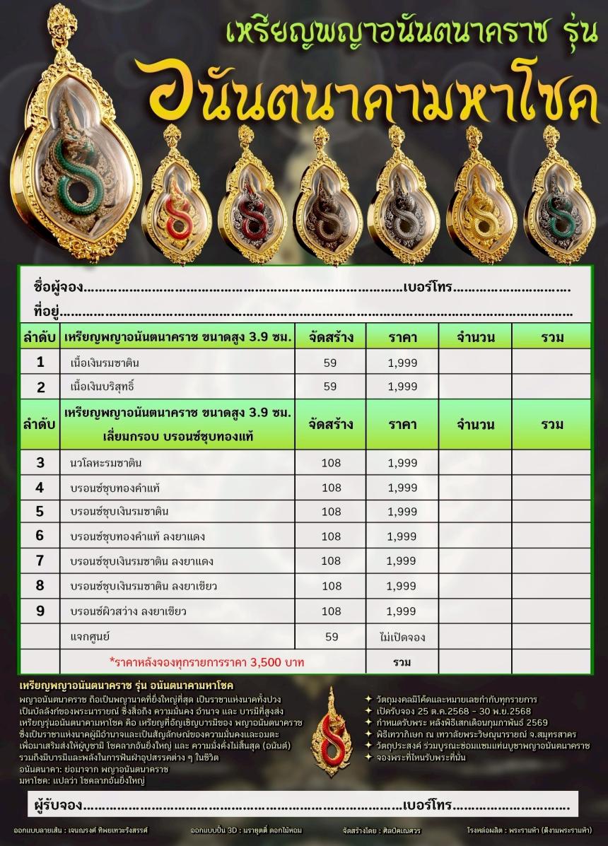 เปิดจoงเหรียญพญาอนันตนาคราช  รุ่น อนันตนาคามหาโชค