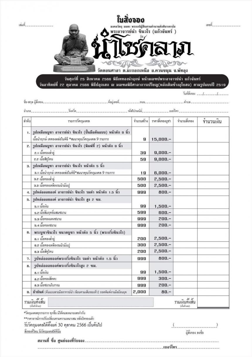 อาจารย์นำ ชินวโร(แก้วจันทร์) อมตะแห่งพระเกจิหนึ่งในตักศิลาแดนใต้ เปิดจองครับ