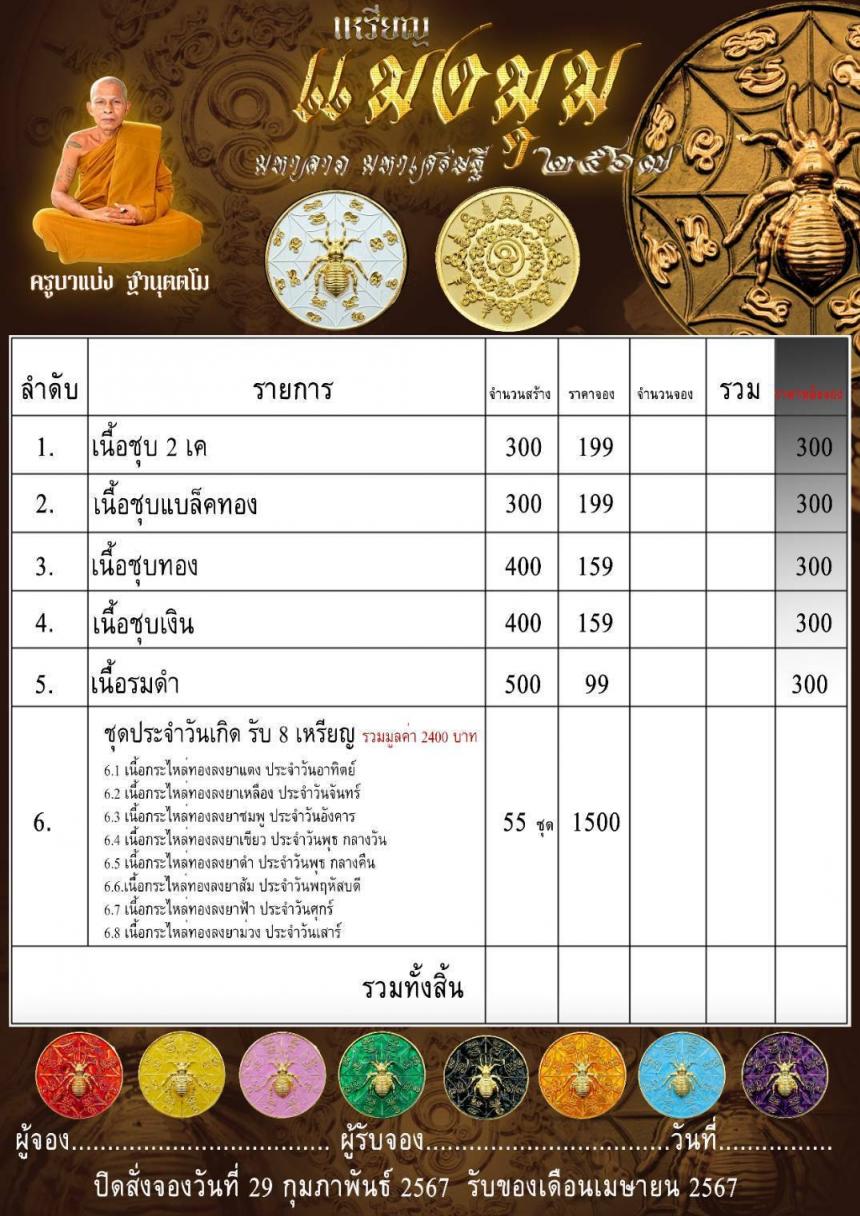 เหรียญแมงมุม มหาลาภ ลงในวิชาด้านเรียกลาภ เรียกโชค เรียกทรัพย์ เสี่ยงโชค ให้มีแต่ได้ เพียบพร้อมไป ด้วย อานุภาพ ครอบคลุม เปิดจองครับ