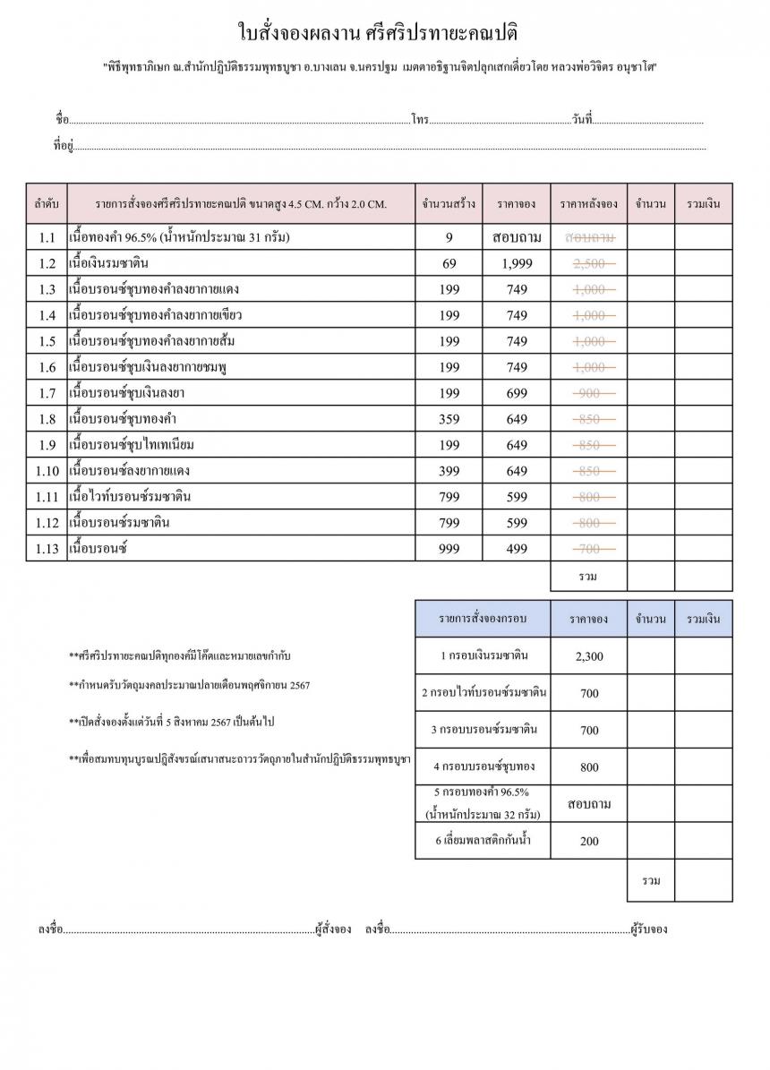 เปิดสั่งจอง “ศรีศริปรทายะคณปติ” -ขนาด : สูง 4.5 Cm. กว้าง 2.0 Cm.