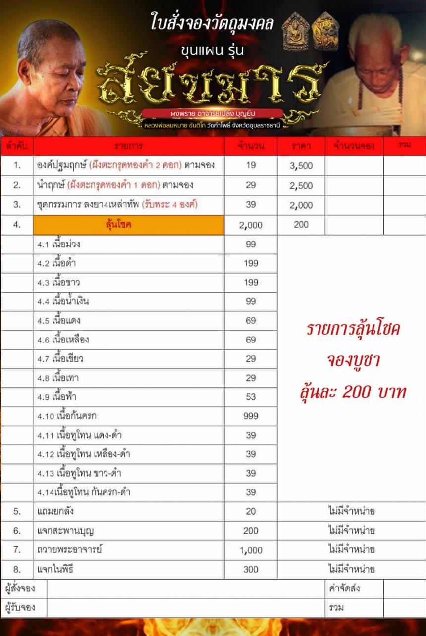 ขุนแผนสยบมาร (มวลสาร อ.เปล่ง บุญยืน) หลวงพ่อสมหมาย ขันติโก เปิดจอง