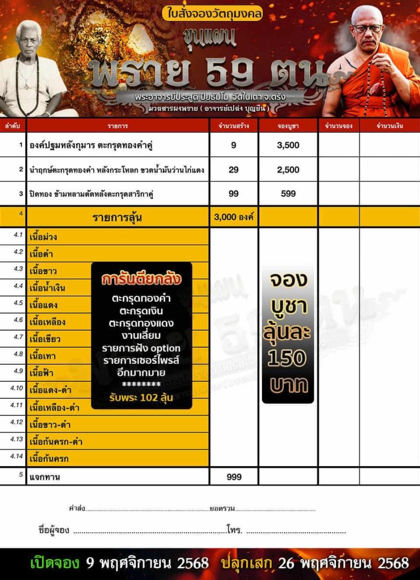 #ขุนแผนพราย59ตน พระอาจารย์ประสูติ ปิยธัมโม ‼️พระออก 26 พ.ย 68