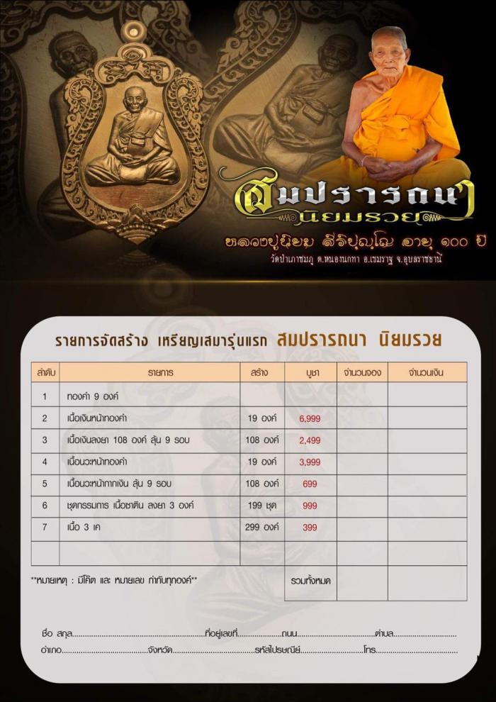 หลวงปู่นิยม จ.อุบลราชธานี #ร่วมสร้างตำนานจารึกประวัติศาสตร์  100 ปี #บูรพาจารย์สายสำเร็จลุน เสือแดนอิสาน เปิดจองครับ