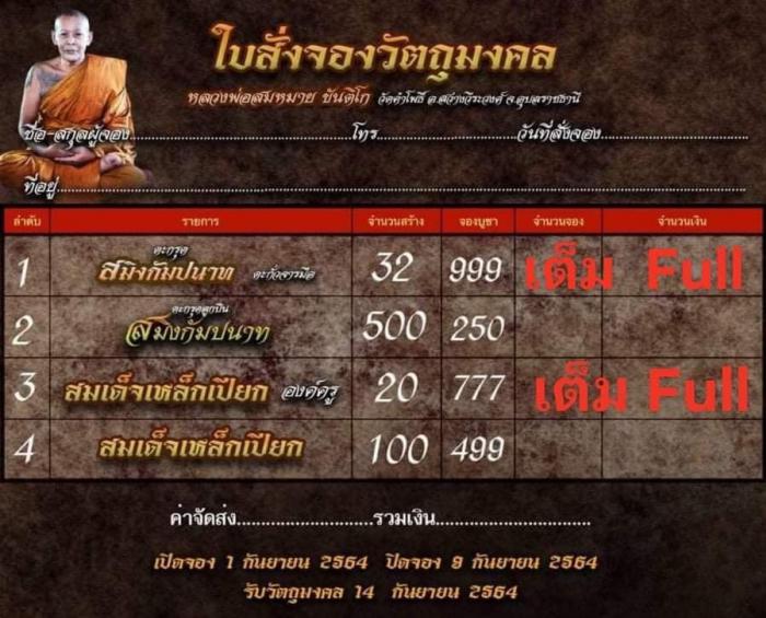 หลวงพ่อสมหมาย ขันติโก เทพเจ้าสายเหนียวเมืองดอกบัว  รุ่น ราชาพยัคฆ์ เปิดจองครับ