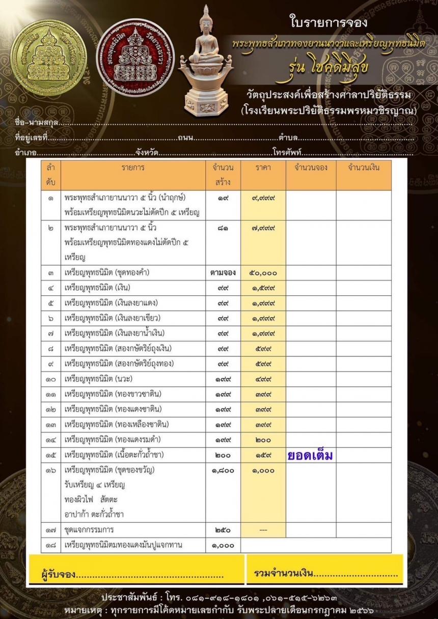 พระพุทธสำเภาทองและเหรียญพระพุทธนิมิตวัดยานนาวา รุ่น โชคดี  มีสุข เปิดจองครับ