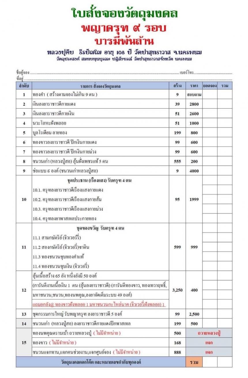 หลวงปู่คีบ  ธีรปัญโญ วัดป่าสุทธาวาส จ.นครพนม เปิดจองครับ