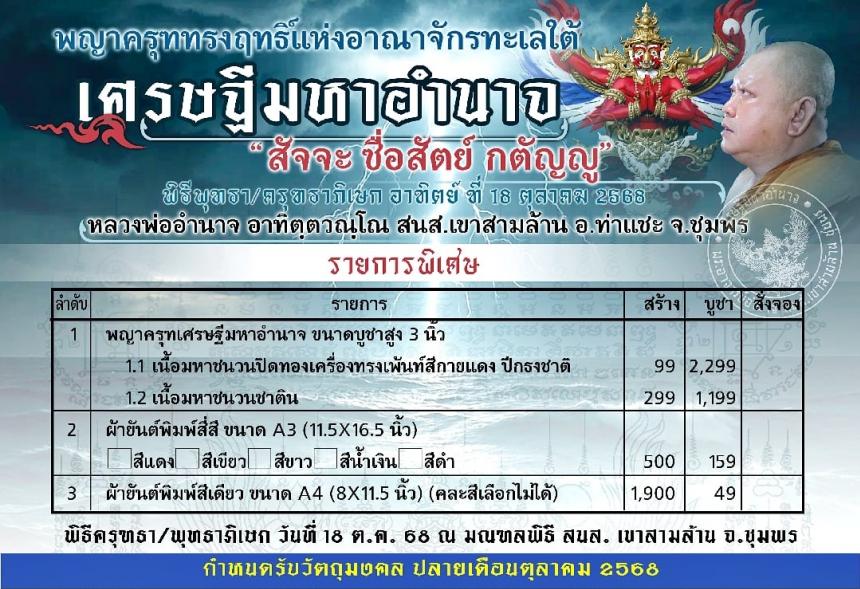 พระอาจารย์อำนาจ อาทิตฺตวณฺโณ เปิดจองครับ