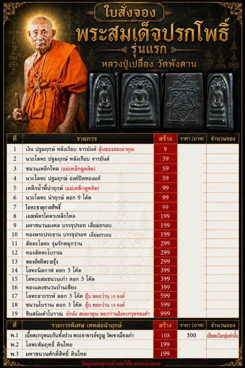 พระสมเด็จปรกโพธิ์"รุ่นแรก" หลวงปู่เปลื้อง ตปคุโณ วัดพัทลุง เปิดจองครับ