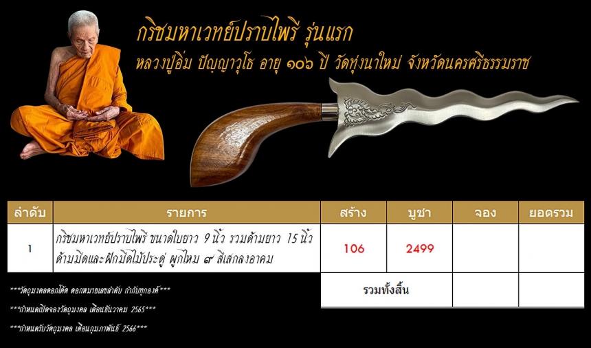 ท่านเจ้าคุณอิ่ม อายุ 106 ปี) วัดทุ่งนาใหม่ จังหวัดนครศรีธรรมราช เปิดจองครับ