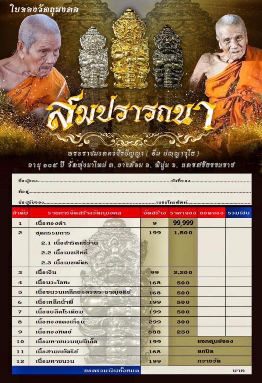 หลวงปู่อิ่ม วัดทุ่งนาใหม่ จ.นครศรีธรรมราช อายุ105ปี เปิดจองครับ