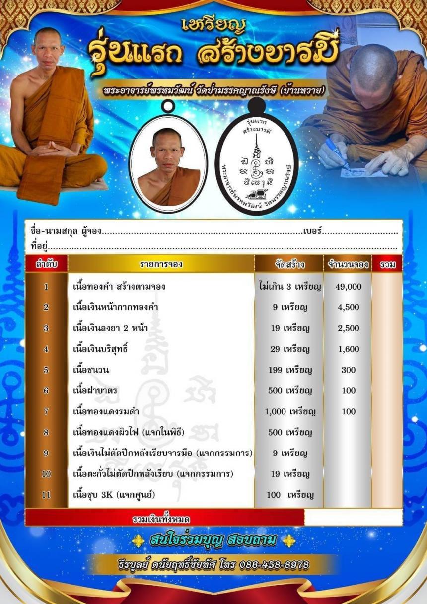 เหรียญรุ่นแรก  พระพรหมวัฒน์  เปิดจอง 1-ก.ค-66 ปิดจอง  1-ส.ค-66 เปิดจองจองครับ