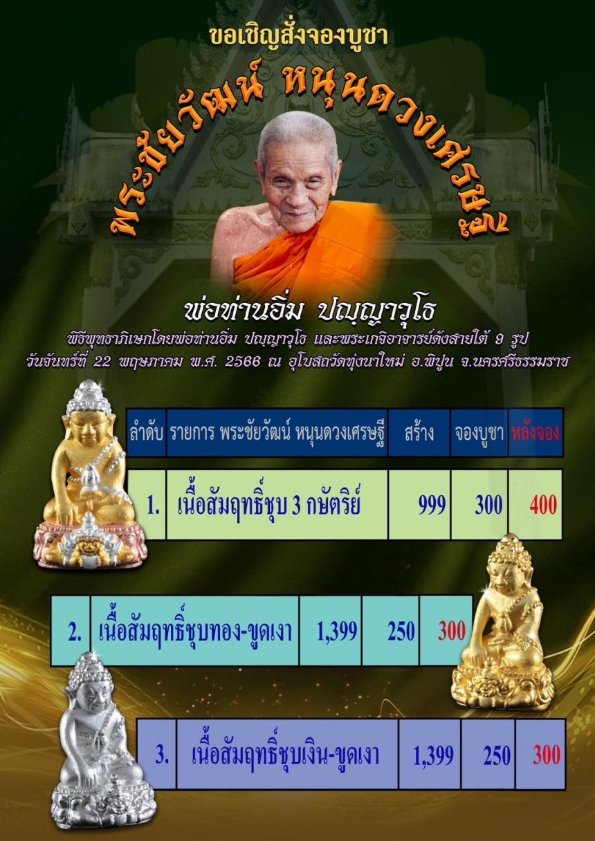 พ่อท่านอิ่ม ปัญญาวุโธ วัดทุ่งนาใหม่ อ.พิปูน จ.นครศรีธรรมราช สั่งจองครับ