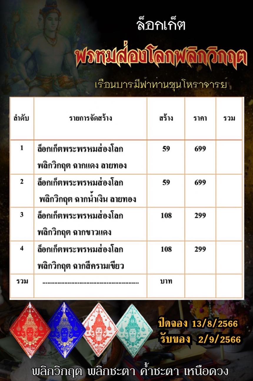 พรหมส่องโลกพลิกวิฤต เปิดจองครับ