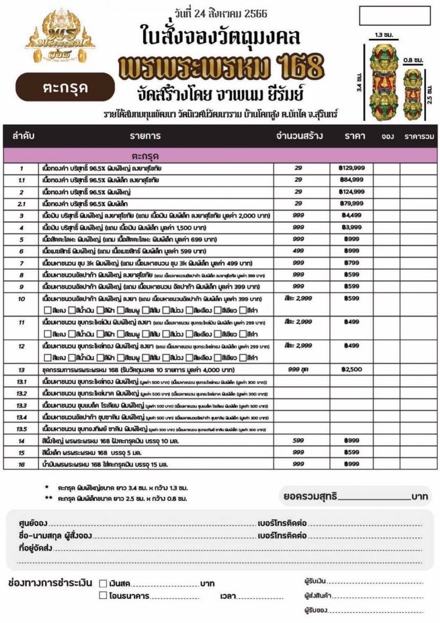 ปิดจองร่วมบุญ ตะกรุด 