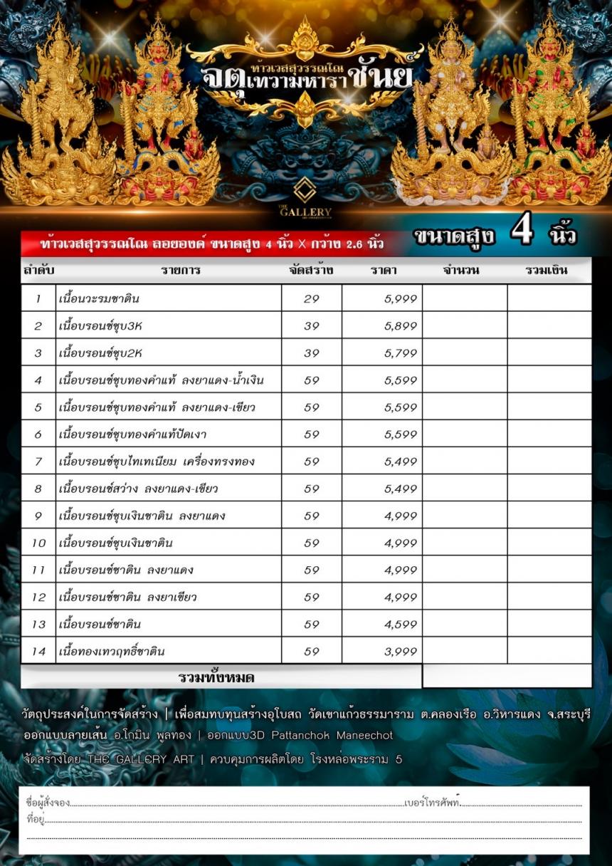 เปิดจองแล้ววันนี้ ท้าวเวสสุวรรณโณ รุ่น จตุเทวามหาราชันย์ เปิดจอง