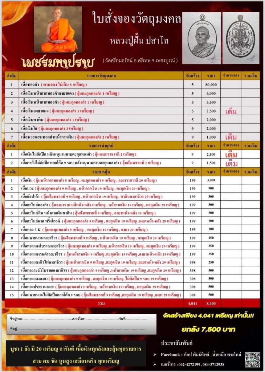 เหรียญรูปเหมือนหลวงปู่ฝั้น ปสาโท เพชรมหาปราบ เทพเจ้าแห่งเมืองศรีเทพ วัดหน้าผาศรีถมอรัตน์ จ.เพชรบูรณ์ เปิดจองครับ