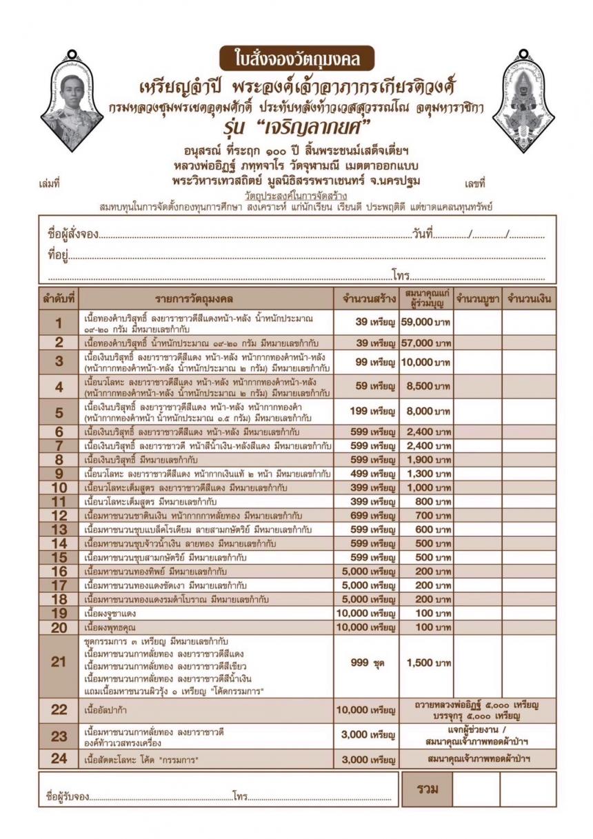 จำปีเจริญลาภยศ #หลวงพ่ออิฏฐ์ จัดสร้างและมอบให้เป็น #อนุสรณ์ที่รฤก ๑๐๐ ปี แห่งวันสิ้นพระชนม์ พลเรือเอก พระเจ้าบรมวงศ์เธอ กรมหลวงชุมพรเขตอุดมศักดิ์  กับพระวิหารเทวสถิตย์ มูลนิธิสรรพราเชนทร์ เปิดจองครับ