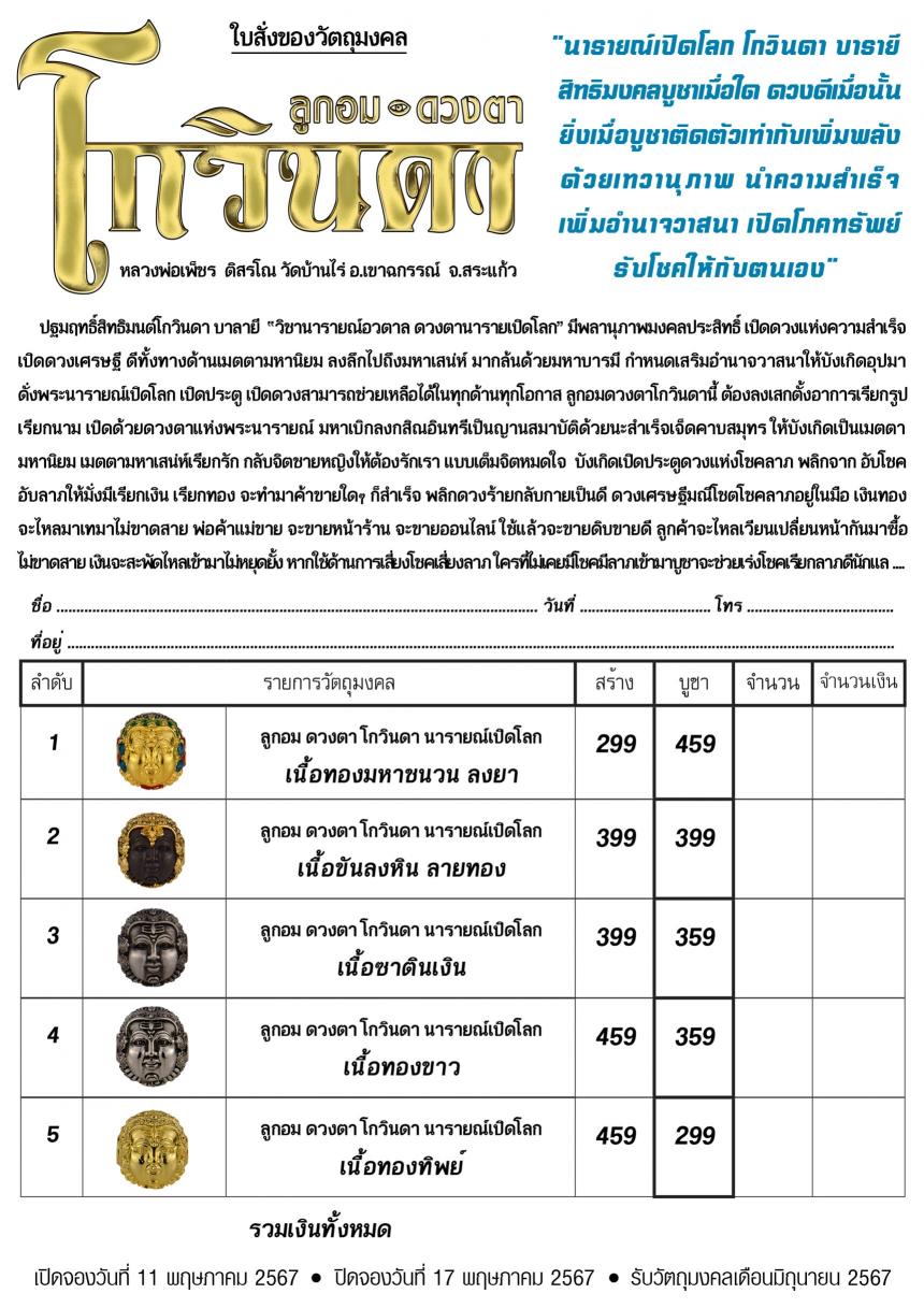 หลวงพ่อเพ็ชร ติสรโณ วัดบ้านไร่ อ.เขาฉกรรณ์ จ.สระแก้ว เปิดจองครับ