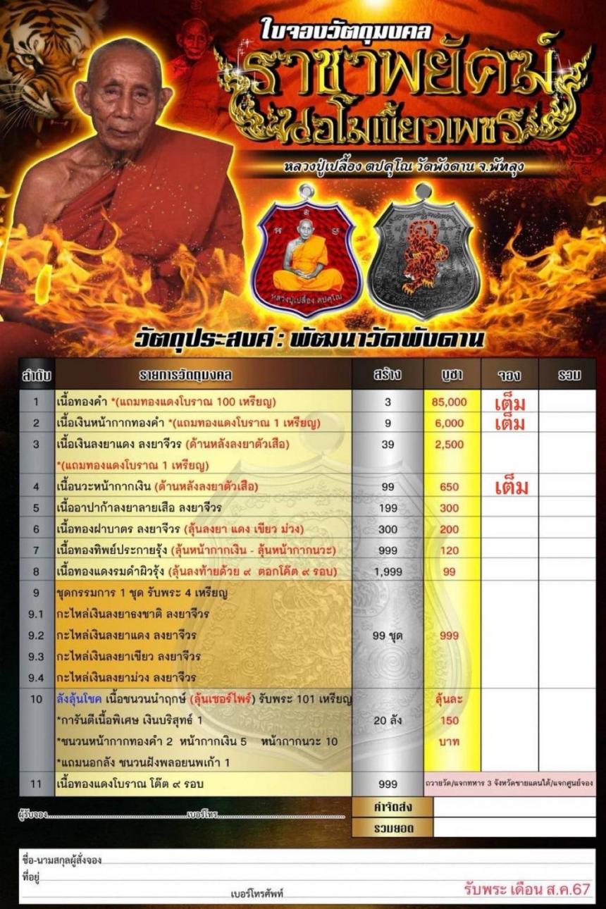 หลวงปู่เปลื้อง ตปคุโณ วัดพังดาน จ.พัทลุง เปิดจองครับ