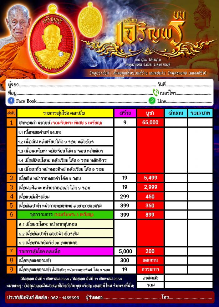 หลวงปู่นิ่ม โชติธมฺโม วัดพุทธมงคล จ.สุพรรณบุรี” รุ่นเจริญพร  เปิดจอง