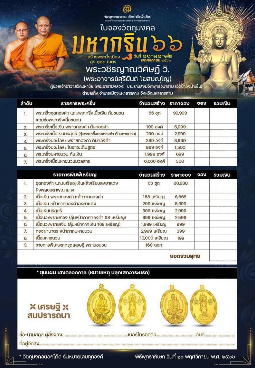 มหากฐิน ๖๖ #พระอาจารย์สุริยันต์ #วัดป่าวังน้ำเย็น เปิดจองครับ