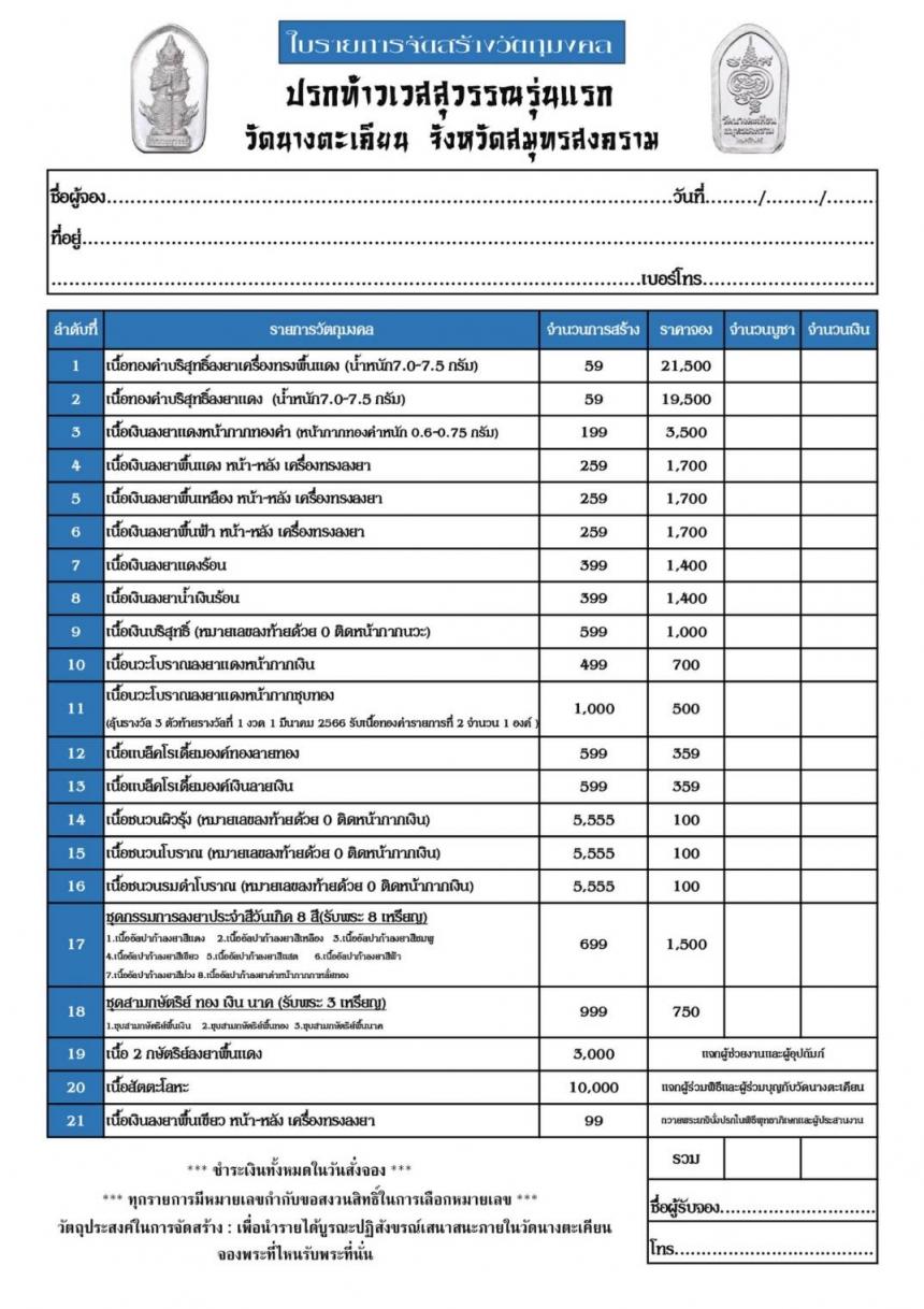 ปรกรุ่นแรก วัดนางตะเคียน สร้างน้อย เพียง 59เหรียญ เนื้อทองคำบริสุทธิ์ บารมีปู่เวสสุวรรณโณจงสถิตย์แก่ท่าน🙏🏻 เปิดจองครับ