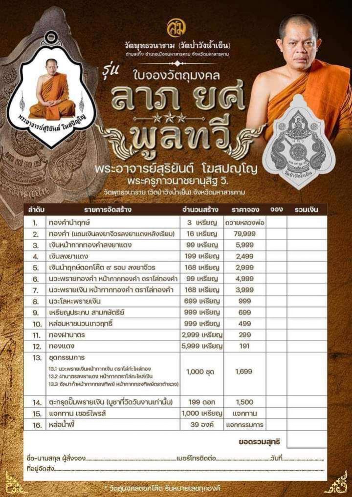 เปิดจอง เหรียญ ลาภ ยศ พูลทวี #วัตถุประสง เค์เหรียญ ลาภ ยศ พูลทวี เปิดจองครับ