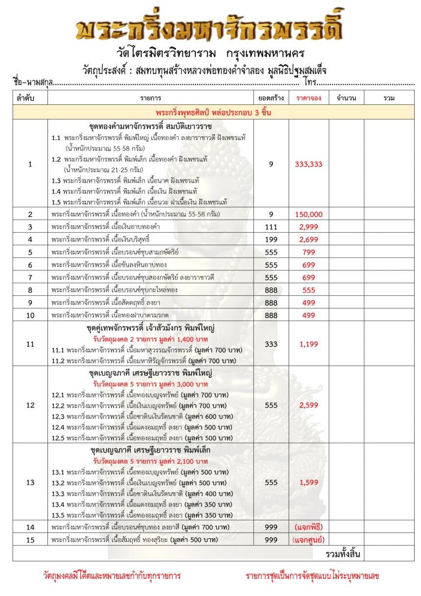 พระกริ่งมหาจักรพรรดิ์✨ 2565 วัดไตรมิตรวิทยาราม กรุงเทพฯ เปิดจองครับ