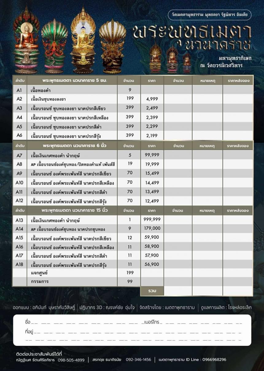 เปิดจอง ✨ พระพุทธเมตตานวนาคราช เปิดจองครับ