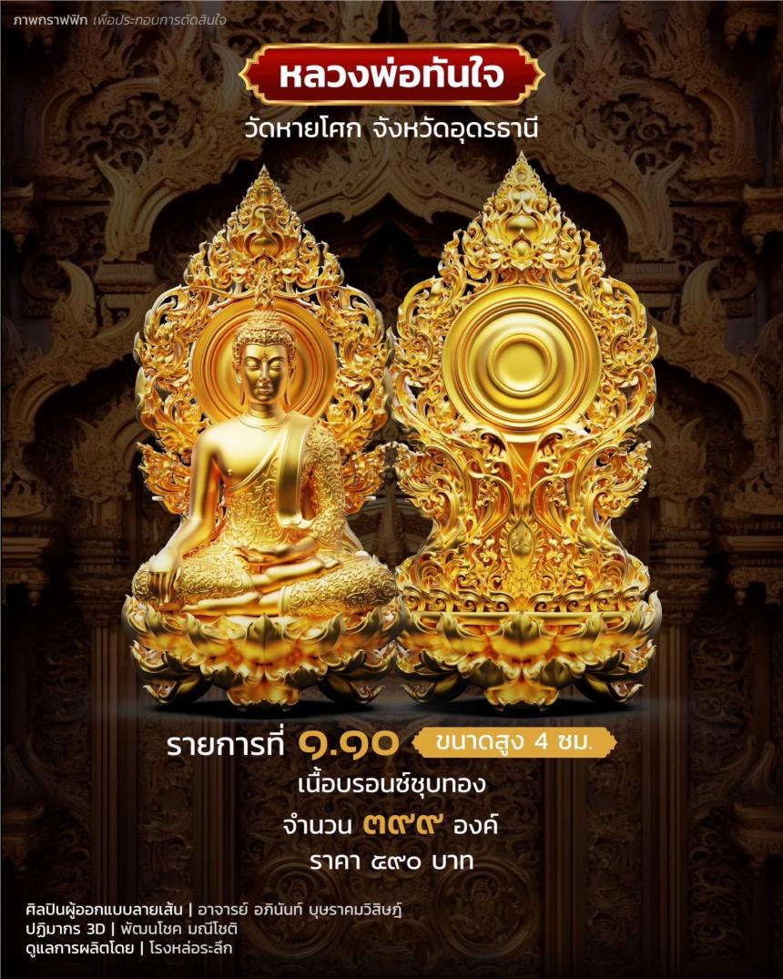เปิดจอง หลวงพ่อทันใจ วัดหายโศกจังหวัดอุดรธานี