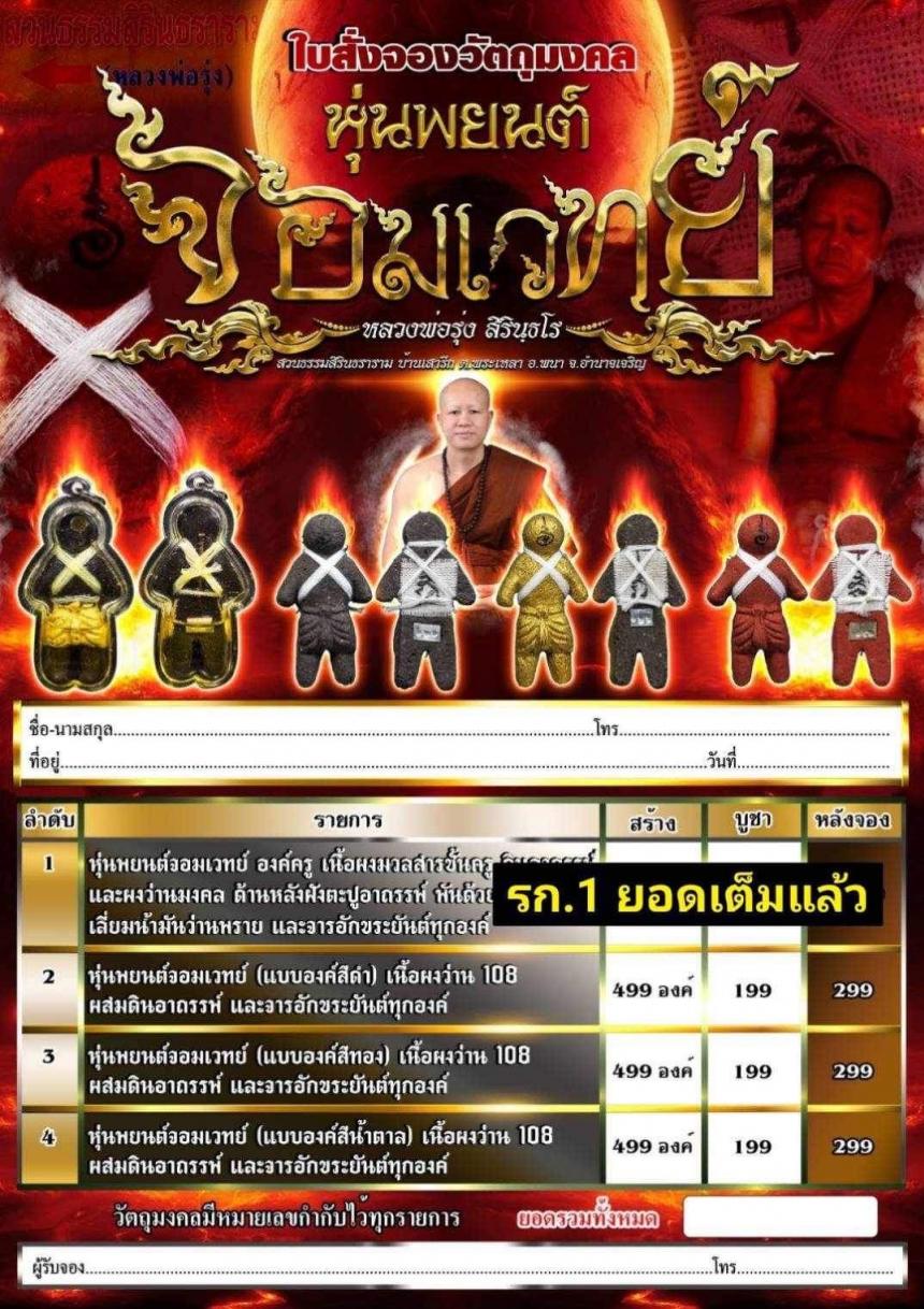 #หุ่นพยนต์จอมเวทย์ หลวงพ่อรุ่ง สิรินฺธโร สวนธรรมสิรินธรา เปิดจองครับ