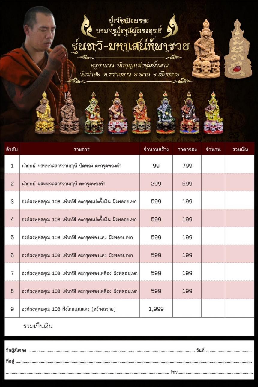 เปิดจอง #ปู่เจ้าสมิงพราย บรมครูปู่ฤาษีผู้ทรงฤทธิ์ #รุ่นทวิ-มหาเสน่ห์พารวย ในความเมตตา #ครูบาแวว เปิดจองครับ